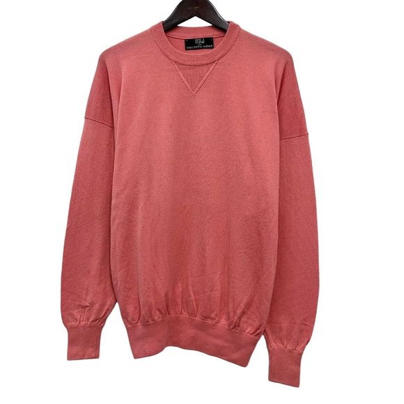 N.Peal Saks Fifth Avenue Men's Crewneck Sweater Cashmere/Cotton Coral Scotland M - Picture 1 of 7